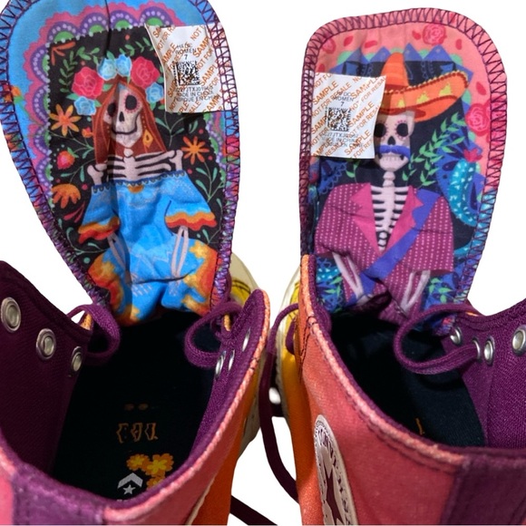 Rare HTF Converse All Star Chuck Taylor Platform Day of the Dead High Tops - Picture 8 of 12